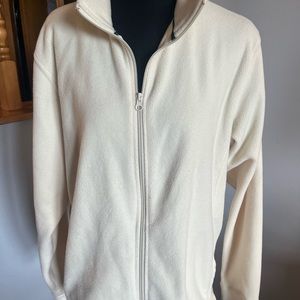 Woolrich Womens XL Andes Fleece Full Zip Jacket Moccasin Cream Off White Pockets